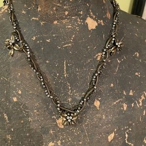 J Crew Brass and Rhinestone Necklace